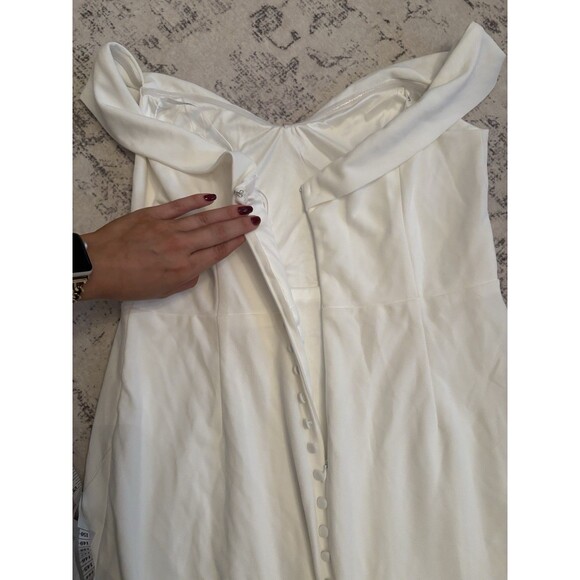 Lulus Arienne White Off-the-Shoulder Mermaid Maxi Dress Medium Bridal Wedding - Picture 7 of 8